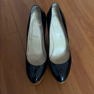 Christian Louboutin black patent leather wedges